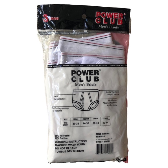 Power Club 2 Sets Men's Briefs 3 Pack 100% Cotton L - Picture 3 of 3